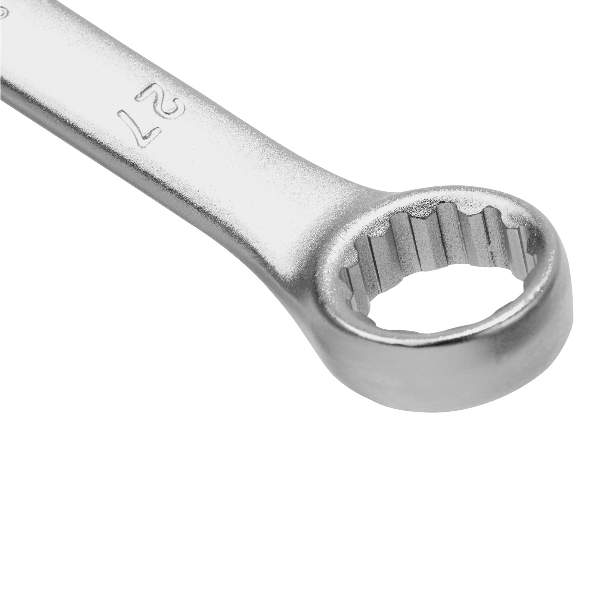 STANLEY STMT80242-8B box end wrench, 21 mm, photography, close-up angle on white background.