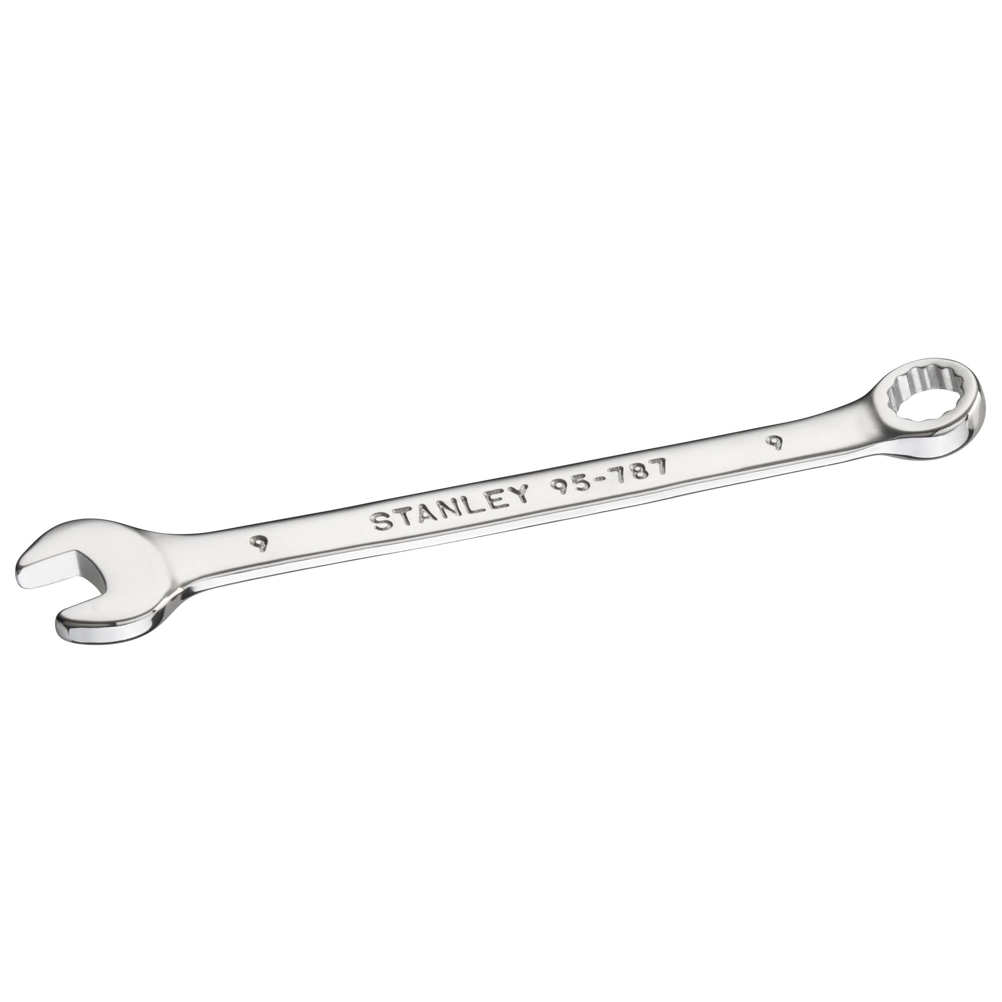 STANLEY STMT95787-0 combination wrench, chrome finish, flat lay on white background.